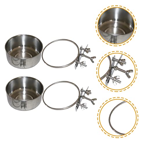  Bird Cage Mount Bowl Bunny Food Rabbit Food 6 Pcs Feeder Silver Stainless Steel Alloy Stainless Steel Dog Bowls Pet Feeder Metal Bird Feeder