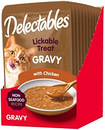  Hartz Delectables Gravy Non-Seafood Lickable Wet Cat Treats, Chicken, 12 Pack