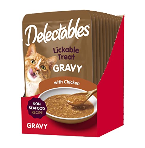  Hartz Delectables Gravy Non-Seafood Lickable Wet Cat Treats, Chicken, 12 Pack