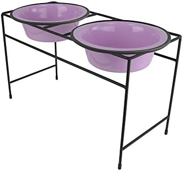  Platinum Pets Double Diner Feeder With Stainless Steel Dog Bowls, 3.5 Cup/28 Oz, Midnight Black, Medium