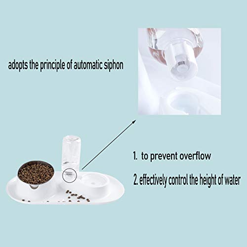  Tfwadmx Rabbit Double Bowls Bunny Automatic Water Dispenser Detachable Plastic Bottle Adjustable Titled Neck Protection Food Feeder For Chinchilla Cat Puppy Squirrel And Other Small Animals