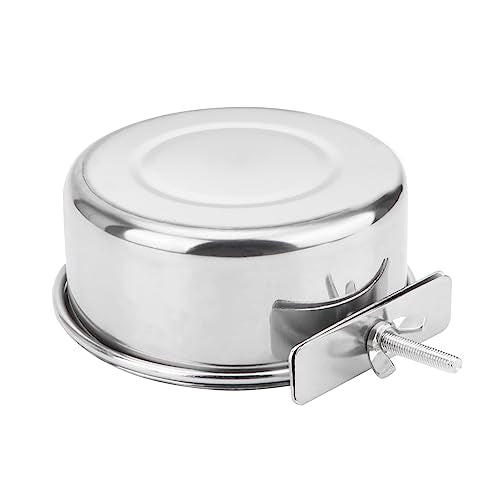  Wontee Pet Food Water Bowl With Clamp Holder Stainless Steel Feeding Cups Feeder For Dog Bird Parrot Cat Rabbit, 2 Packs (M)