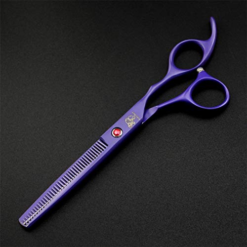  Pet Grooming Scissors Upscale Cat Dog 3 Pcs Set Purple Paint Professional Trimmer Kit Premium 7.0 Inch 6CR Steel Beauticians Straight Cutting & Thinning & Curved Shears Combs