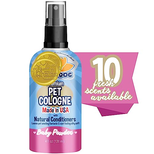  Bodhi Dog Natural Pet Cologne | Premium Scented Perfume Body Spray For Dogs And Cats | Clean And Fresh Scent | Natural Conditioning Qualities | Made In USA (Baby Powder, 4 Fl Oz)