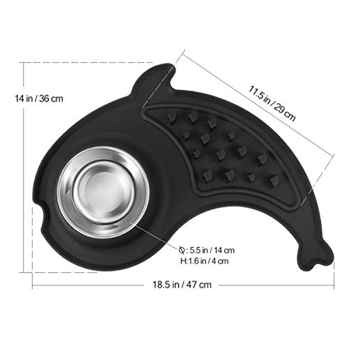  POPETPOP Slow Feeder Dog Bowl - Stainless Steel Pet Bowl With No-Slip Silicone Mat, Slow Feeding And Pet Water Bowl Set For Dogs Cats And Pets