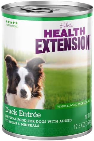 Health Extension Wet Dog Food Canned, Gluten & Grain-Free, Natural Food For All Dogs With Added Vitamins & Mineral, Duck Entree (12.5 Oz / 374 G) (Pack Of 12)