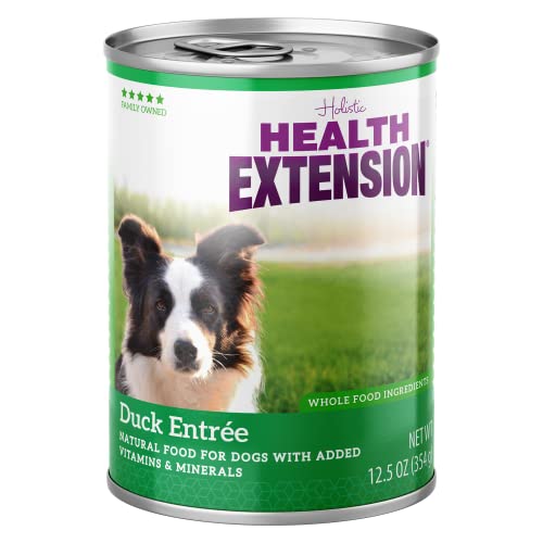  Health Extension Wet Dog Food Canned, Gluten & Grain-Free, Natural Food For All Dogs With Added Vitamins & Mineral, Duck Entree (12.5 Oz / 374 G) (Pack Of 12)