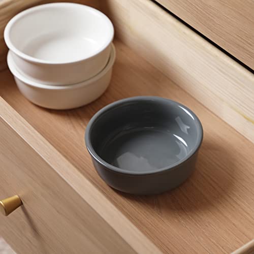 GDCZ Porcelain Raised Cat Or Small Dog Bowls With Heighten Metal Stand And Non-Slip Bottom For Pet Food And Water Dishes, 15 Ounces (Grey)