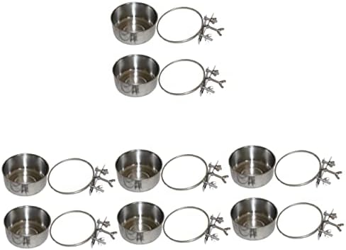  Bird Cage Mount Bowl Bunny Food Rabbit Food 6 Pcs Feeder Silver Stainless Steel Alloy Stainless Steel Dog Bowls Pet Feeder Metal Bird Feeder