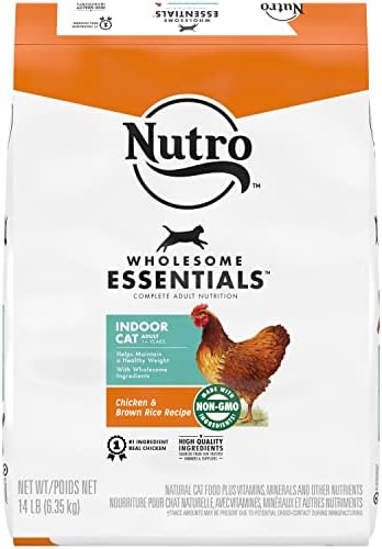  NUTRO WHOLESOME ESSENTIALS Natural Dry Cat Food, Indoor Cat Adult Chicken & Brown Rice Recipe Cat Kibble, 5 Lb. Bag