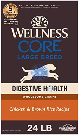  Wellness CORE Digestive Health Dry Senior Food With Wholesome Grains, Advanced Age For Dogs Over 7-Years Old, For Dogs With Sensitive Stomachs, Made In USA With Real Chicken (Senior, 24-Pound Bag)