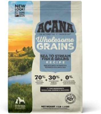  ACANA Wholesome Grains Dry Dog Food, Sea To Stream, Saltwater And Freshwater Fish & Grains Recipe, 22.5lb