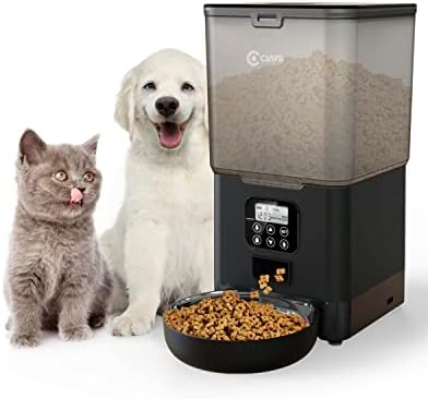  Ciays Automatic Cat Feeders, 5.6L Cat Food Dispenser Up To 20 Portions Control 4 Meals Per Day, Pet Dry Food Dispenser For Small Medium Cats Dogs, Dual Power Supply & Voice Recorder, Black, PAF-A06