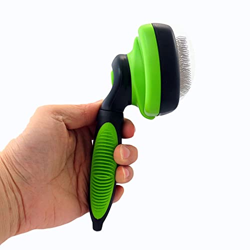  Self Cleaning Pet Slicker Brush Dogs Cats Grooming Brush Deshedding Tool For Cats Dogs With Short To Long Hair (Color : Green+Black)
