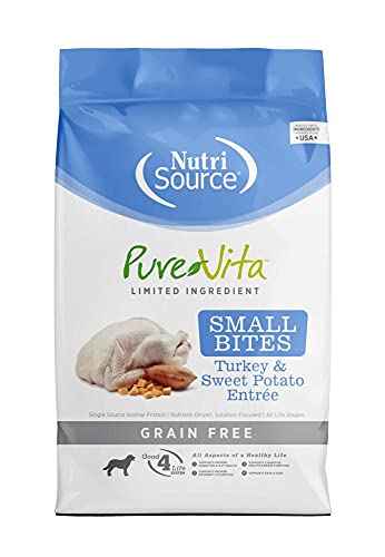  Pure Vita Grain Free Turkey & Sweet Potato Small Bites Dog Food 5lb