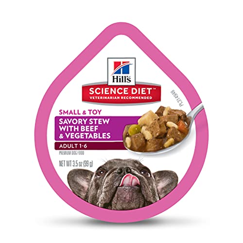  Hill's Science Diet Wet Dog Food, Adult, Small Paws For Small Breeds, Savory Stew Beef & Vegetables, 12-Pack