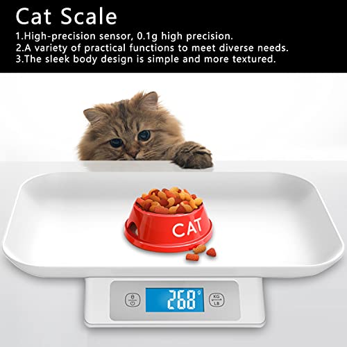  Digital Pet Scale With Tray - Perfect For Puppies, Newborns, Cats, Hamsters, Hedgehogs And Other Small Animals - 33lb/0.03oz Accuracy - White