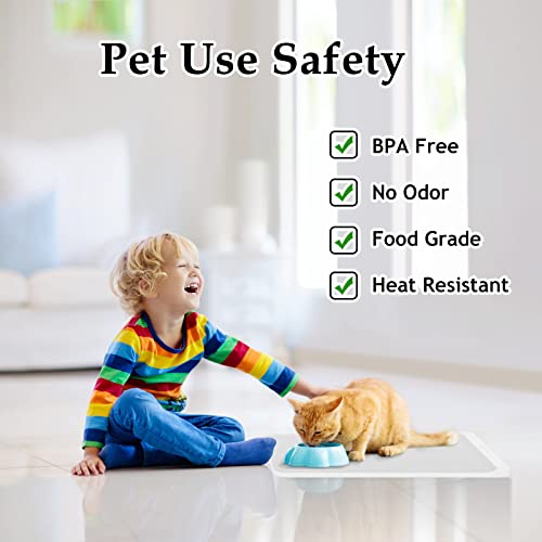  AECHY Dog Mat For Food And Water, Silicone Dog Food Mat With Pocket For Catches Spill And Residue, Multiple Sizes, Colors Dog Feeding Mat, Non Slip Cat Dog Water Bowl Mat With High Edges Cat Food Mat