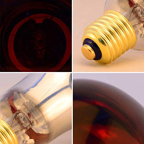 BONGBADA 6 Pack Heat Lamp Bulb R40 250 Watt Painted Red Infrared Glass Lamp Bulb For Food Service, Brooder Bulb, Chicks, Pet, Bathroom