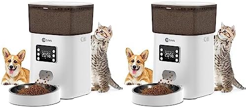  Ciays Automatic Cat Feeders, 4L Cat Food Dispenser Up To 20, 6 Meals Per Day, Pet Dry Food Dispenser For Small Medium Cats Dogs, Dual Power Supply & Voice Recorder, White