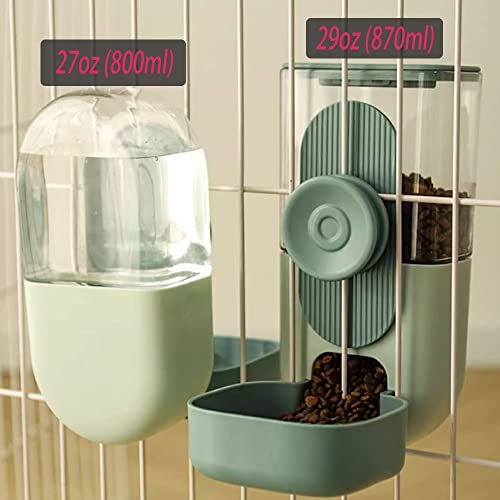  Gravity Rabbit Feeder And Water Dispenser Set, Hanging Automatic Cat Food And Water Dispenser Food Bowl For Bunny Guinea Pig Ferret (Pink)