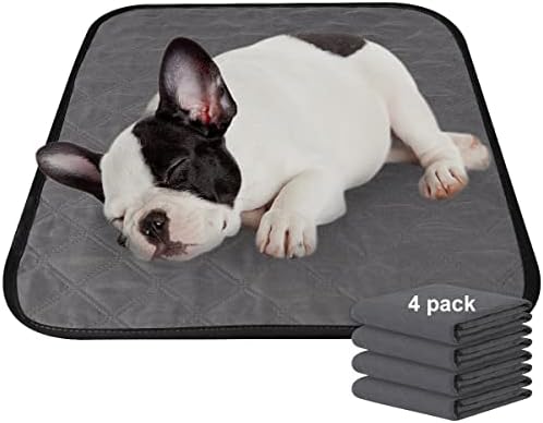  CBBPET Washable Dog Pee Pads Dog Pee Pad,Dog Bed Waterproof Dog Mat Non-Slip Puppy Potty Training Pads For Dogs (18*24-Grey*4-New)