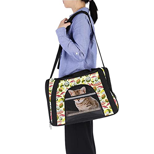  Pet Carrier Cute Sushi Japanese Food Soft-Sided Pet Travel Carriers For Cats,Dogs Puppy Comfort Portable Foldable Pet Bag Airline Approved