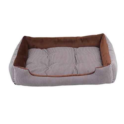  SENERY 50-90cm Large Dog Bed Winter Warm Cat House Soft Double Sided Puppy Cushion Striped Pattern Pet Kennel