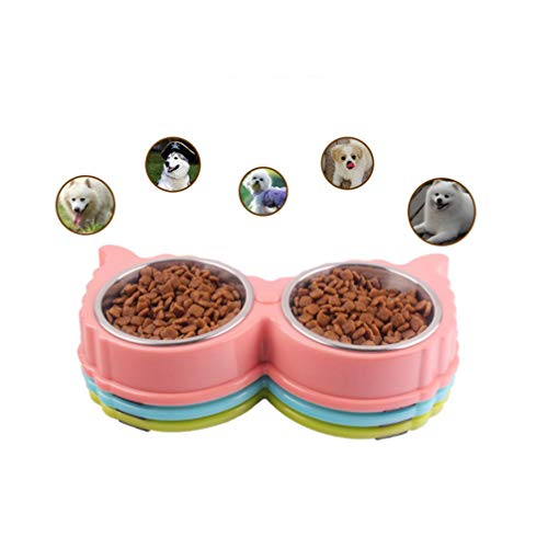  POPETPOP Portable Dog Bowl Portable Dog Bowl Puppy Dog Food Pet Feeder Stainless Steel Double Bowl Food Water Feeding Basin Tray For Pet Dog Cat () Portable Dog Bowl Metal Dog Bowls Metal Dog Bowls