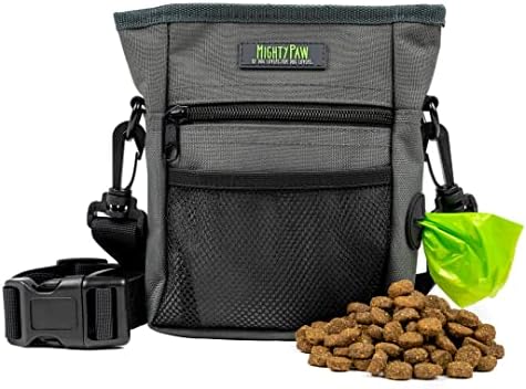  Mighty Paw Dog Treat Pouch 2.0 | Pet Training Hands-Free Snack Bag W/Strap. Holds 2 Cups Kibble, Poop Bags, Phone & Keys. Magnetic Clasp & Waist Belt Clip. Includes 1 Roll Of Poop Bags (Orange/Black)