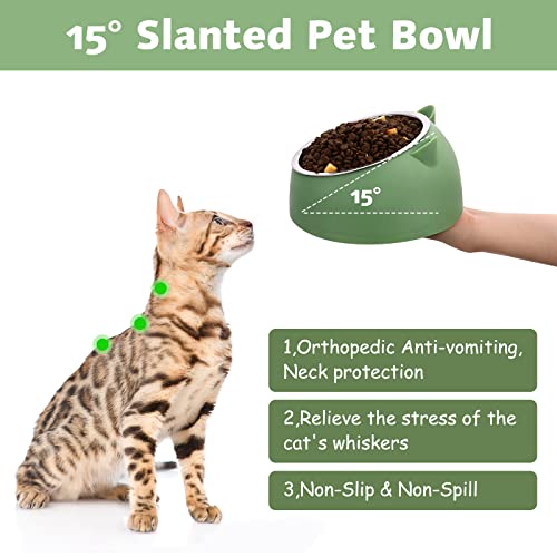  Sanwuta 7 Pcs Cat Food Bowl Stainless Steel Tilted Feeding For Little Cat Raised 15° Elevated Pet Dish For Kitten Puppy Neck Protection Anti Vomit Non Skid And Non Spill Easier To Reach Food, 7 Color