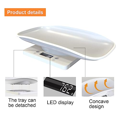  Digital Pet Scale, Small Animal Scale With Pet Anti Lost Alarm Sensor ＆ Reflective Collar, Multi-Function LED Pet Weight Scale(Max. 33 Lbs), For Weighing Puppy/Kitten/Ferret/Reptiles/Tortoises/Food