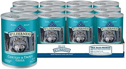  Blue Buffalo Wilderness High Protein, Natural Adult Wet Dog Food, Turkey & Chicken Grill 12.5-oz Cans (Pack Of 12)