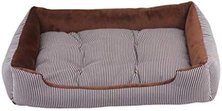  SENERY 50-90cm Large Dog Bed Winter Warm Cat House Soft Double Sided Puppy Cushion Striped Pattern Pet Kennel
