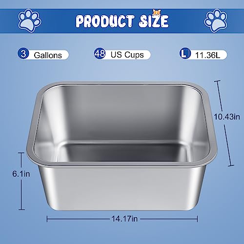  Bwogue 3 Gallons Extra Large Dog Water Bowl For Large Dogs, Durable Stainless Steel Dog Bowl For Dogs, High Capacity Dog Water And Food Bowls For Large, X-Large Dogs, 2 Pack