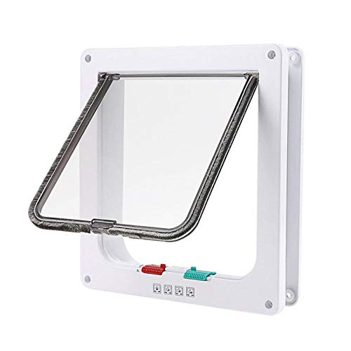 GENERIC Door Small Cat Gate Door Dog Door 4 Way Lockable Cat Kitten Door Security Flap Door Abs Plastic 1Pcs 25X23.5X5.3Cm