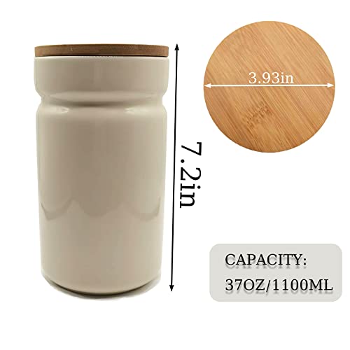  AQARTZA Pet Food Container, 4 X 7 In Ceramic Cat Collection Treat Jar, Dog Food Storage Canister For Hamster Treat, Rabbit Food, Bird Feed