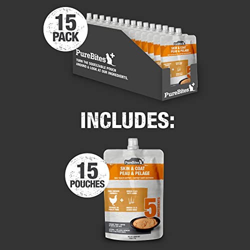  PureBites Plus Squeezables Cat Treat • Topper 71g | Skin & Coat | 5 Ingredients | Case Of 15