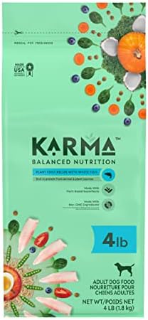  KARMA BALANCED NUTRITION Plant-First Recipe, Adult Natural Dry Dog Food With Chicken, 4 Lb. Bag