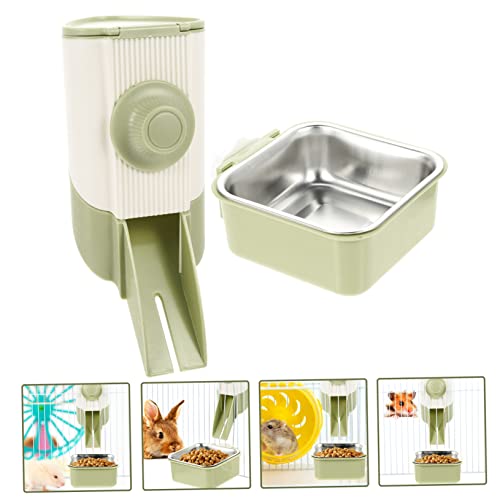  1 Set Steel Green Reusable Cat Automatic Pigs Bowls Rat Food Dog Accessories Hamster Rabbits Bottle Animal Pet Ferrets Parrots Hanging Cats Container Nuts Cage Feeder Household