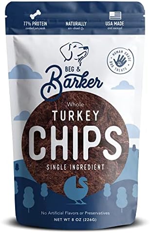  Beg & Barker Chicken Chips For Dogs (8oz, Pack Of 1) - Single Ingredient Dog Treats Made For Small And Large Dogs Protein Human Grade Dog Treats Made From Real Meat Chicken, Made In USA