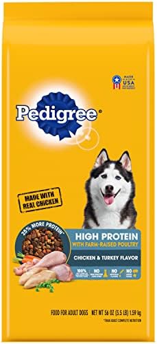  Pedigree High Protein Adult Dry Dog Food Chicken And Turkey Flavor Dog Kibble, 18 Lb. Bag