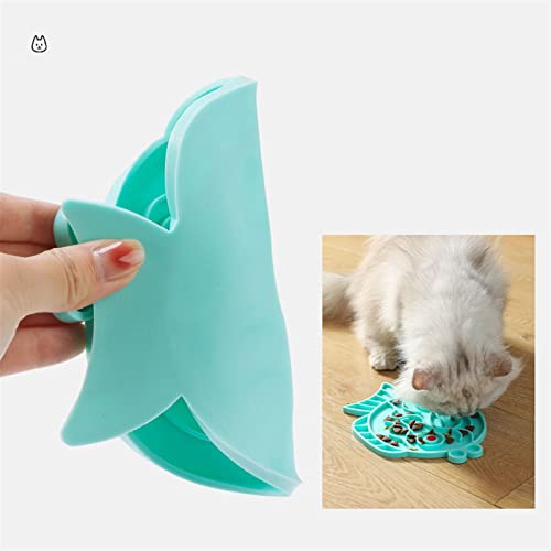  AYENCI Cat Automatic Water, Pet Slow Food Bowl Licking Pad Slow Food Device Cat Bowl Dog Bowl Dog Lick Pad Pet Bowl Dog Bowl Pet Feeder (Color : Goldfish - Blue)