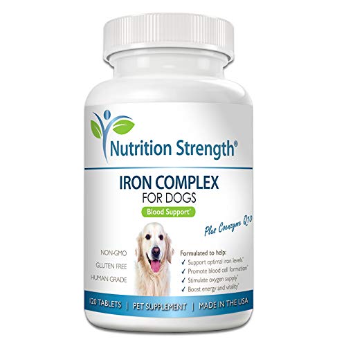  Nutrition Strength Iron For Dogs With Anemia To Support Blood Health, Blood Cell Formation & Oxygen Supply, Iron Supplement For Anemic Dogs + Vitamin C, Folate, Vitamin B12, 120 Chewable Tablets