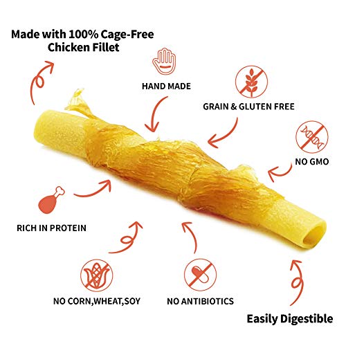  LuvChew Chicken Wrapped Dog Bone Treat Sticks With Turmeric, Easy To Digest, Non-Rawhide Soft Chicken Cheese Dog Chew Treats 15pcs/Pack (Medium 4.5" 15pcs/Pack X 3packs)