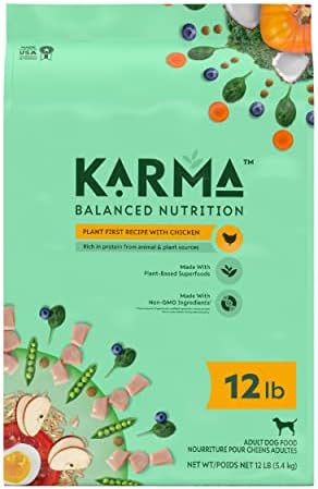 KARMA BALANCED NUTRITION Plant-First Recipe, Adult Natural Dry Dog Food With Chicken, 4 Lb. Bag