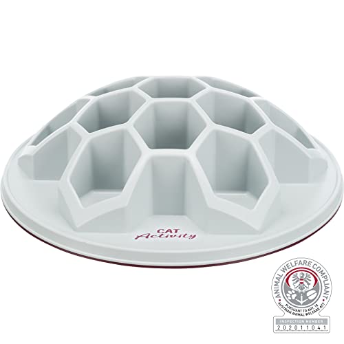  TRIXIE Cat Activity Slow Feeder - Bee Hive Design, Cat Bowl, Cat Food Plate, Pet Feeding Bowl, Helps Stop Bloat, Prevents Obesity, Improves Digestion, White