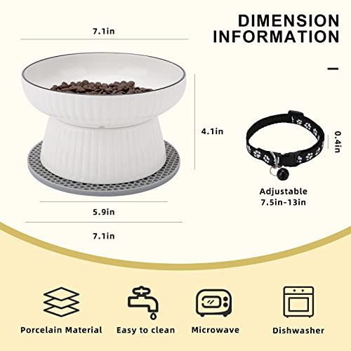  Large Elevated Cat Food Bowl,Raised Dog Bowl,Ceramic Raised Deep Water Bowl For Cats & Dogs,Stress Free Food Feeding Dish,Whisker Fatigue,Anti Vomiting,Non Tipping (Fishbone)