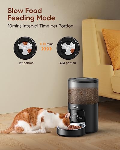  Molypet Automatic Cat Feeders - 5G WiFi Pet Feeder With APP Control, 4L Dry Food Dog Feeder With Low Food & Blockage Alarms, 1-10 Meals Per Day, Up To 10s Meal Call For Pets