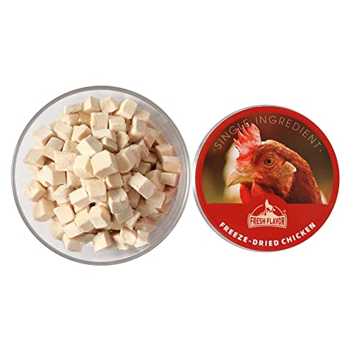  Pwshymi Freeze Dried Dog And Cat Treats, Chicken Pet Freeze Dried Cat Food Treats Dried Chicken Dried Treats For Training, Topper Or Snack(Chicken Cube)